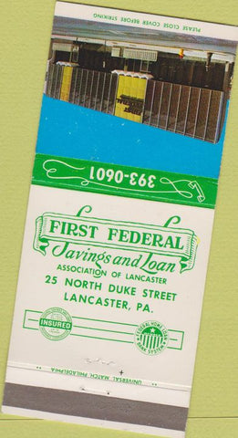 Matchbook Cover - First Federal Savings Loan Lancaster PA 30 Strike