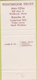Matchbook Cover - Westbrook Trust Co ME 30 Strike