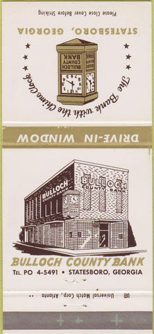 Matchbook Cover - Bulloch County Bank Statesboro GA 30 Strike
