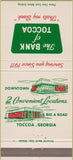 Matchbook Cover - Bank of Toccoa GA 30 Strike