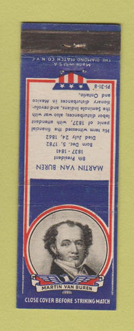 Matchbook Cover - 1930's Diamond Presidents Martin Van Buren
