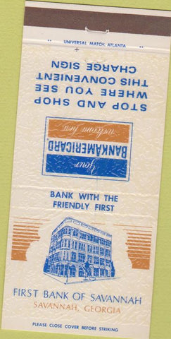 Matchbook Cover - Bank Americard 1st Bank Savannah GA 30 Strike