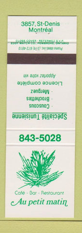Matchbook Cover - Au Petit Matin Montreal QC