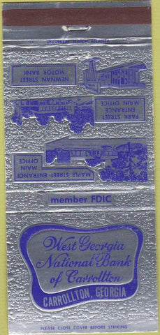 Matchbook Cover - West Georgia National Bank Carrollton GA 30 Strike
