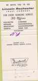 Matchbook Cover - Lincoln Rochester Trust Co Geneva NY 30 Strike