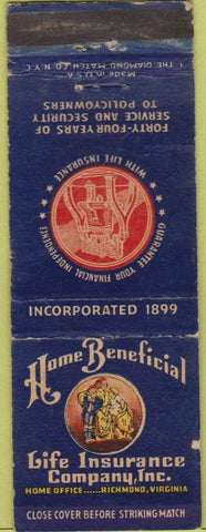 Matchbook Cover - Home Beneficial Life Insurance WEAR