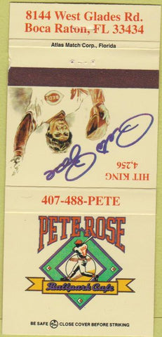 Matchbook Cover - Pete Rose Cafe Boca Raton FL 30 Strike