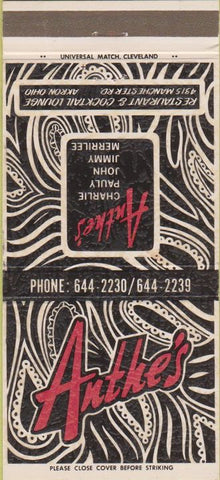 Matchbook Cover - Anthe's Restaurant Akron OH 30 Strike