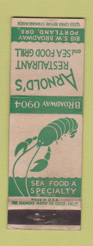 Matchbook Cover - Arnold's Restaurant Portland OR lobster