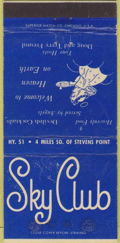 Matchbook Cover - Sky Club Stevens Point jWORN 30 Strike