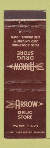 Matchbook Cover - Arrow Drug Store Des Moines IA