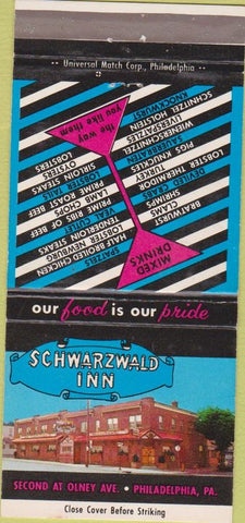 Matchbook Cover - Schwarzwald Inn Philadelphia PA 30 Strike