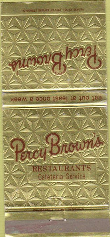 Matchbook Cover - Percy Brown's Restaurant Wilkes Barre PA 30 Strike