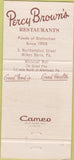 Matchbook Cover - Percy Brown's Restaurant Wilkes Barre PA 30 Strike