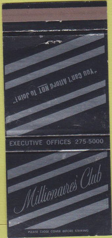 Matchbook Cover - Millionaires Club Chicago IL 30 Strike