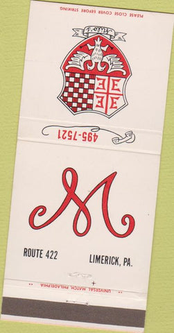 Matchbook Cover - Milo's Restaurant Limerick PA 30 Strike
