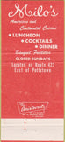 Matchbook Cover - Milo's Restaurant Limerick PA 30 Strike