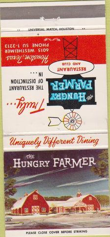 Matchbook Cover - Hungry Farmer Restaurant Houston TX 30 Strike