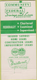 Matchbook Cover - Community Federal Savings ST Louis MO 30 Strike