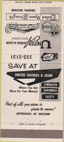 Matchbook Cover - United Savings Loan Lebanon MO 30 Strike