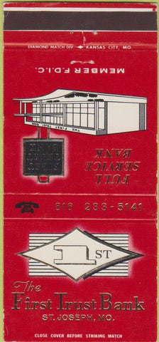 Matchbook Cover - First Trust Bank St Joseph MO 30 Strike