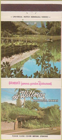 Matchbook Cover - Willows Restaurant Honolulu HI 30 Strike
