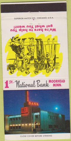 Matchbook Cover - 1st National Bank Moorhead MN 30 Strike