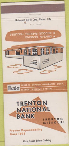 Matchbook Cover - Trenton National Bank Trenton MO 30 Strike