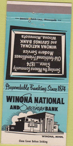 Matchbook Cover - Winona National Savings Bank MN 30 Strike