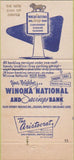 Matchbook Cover - Winona National Savings Bank MN 30 Strike