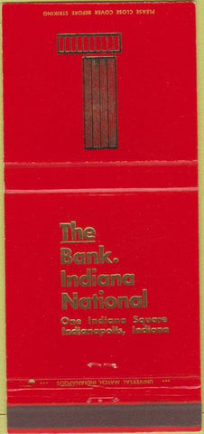 Matchbook Cover - Bank Indiana National Indianapolis IN 30 Strike