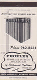 Matchbook Cover - Peoples Home Savings Richmond IN 30 Strike
