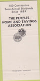 Matchbook Cover - Peoples Home Savings Richmond IN 30 Strike