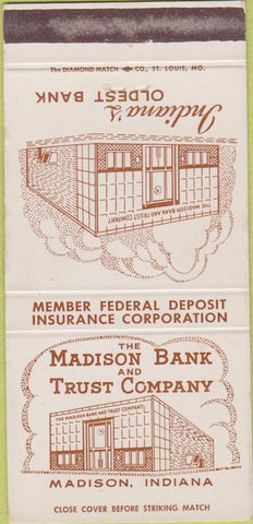 Matchbook Cover - Madison Bank Trust IN 30 Strike