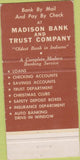 Matchbook Cover - Madison Bank Trust IN 30 Strike