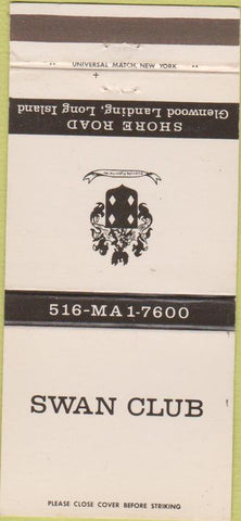 Matchbook Cover - Swan Club Glenwood Landing LI NY 30 Strike