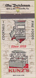 Matchbook Cover - The Dutchman Kunz's Louisville FL 30 Strike