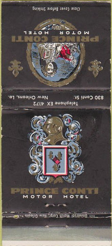 Matchbook Cover - Prince Conti Motor Hotel New Orleans LA WEAR 30 Strike