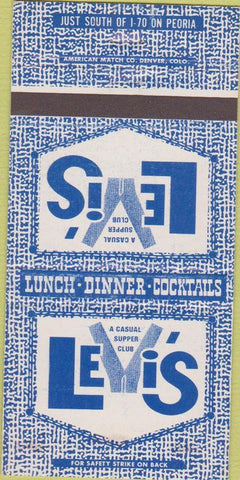 Matchbook Cover - Levis Restaurant Peoria IL 30 Strike