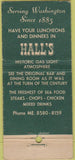 Matchbook Cover - Hall's Restaurant Washington DC girlie WEAR 30 Stick