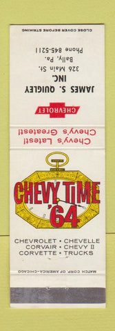 Matchbook Cover - 1964 Chevrolet James Quingley Bally PA