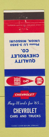 Matchbook Cover - 1965 Chevrolet Union MO