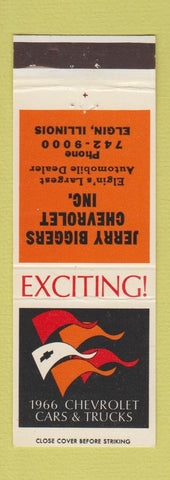 Matchbook Cover - 1966 Chevrolet Jerry Biggers Elgin IL