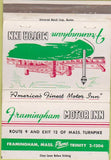Matchbook Cover - Framingham Motor Inn MA WEAR 40 Strike