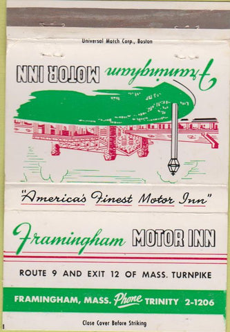 Matchbook Cover - Framingham Motor Inn MA WEAR 40 Strike