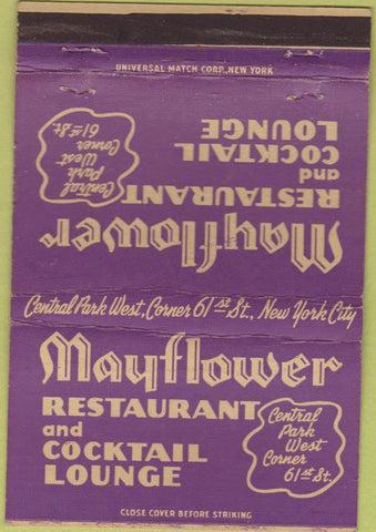 Matchbook Cover - Mayflower Restaurant New York City 40 Strike