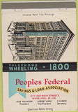 Matchbook Cover - Peoples Federal Bank Wheeling WV 40 Strike