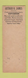 Matchbook Cover - Arthur James for Governor PA Pennsylvania Federal SAMPLE