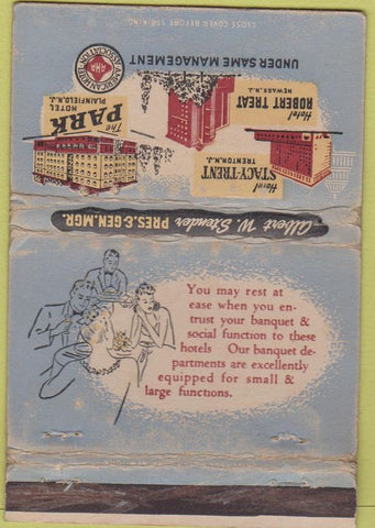 Matchbook Cover - Hotels Trenton Newark Plainfield NJ WORN 40 Strike