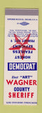 Matchbook Cover - Art Wagner for County Sheriff Milwaukee WI SAMPLE